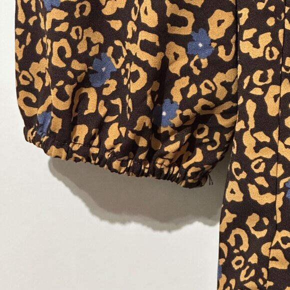Logo By Lori Goldstein Womens Size L Animal Print Peplum Button-Down Blouse - Picture 3 of 9
